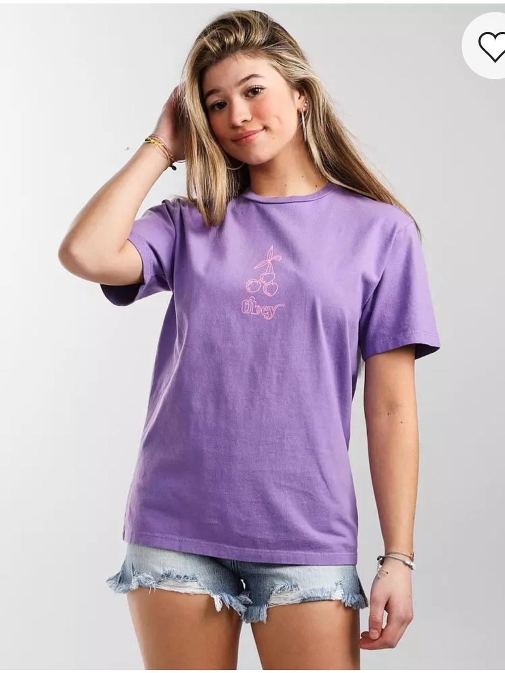 NWT Obey Purple Cherry Graphic Tee - Women's